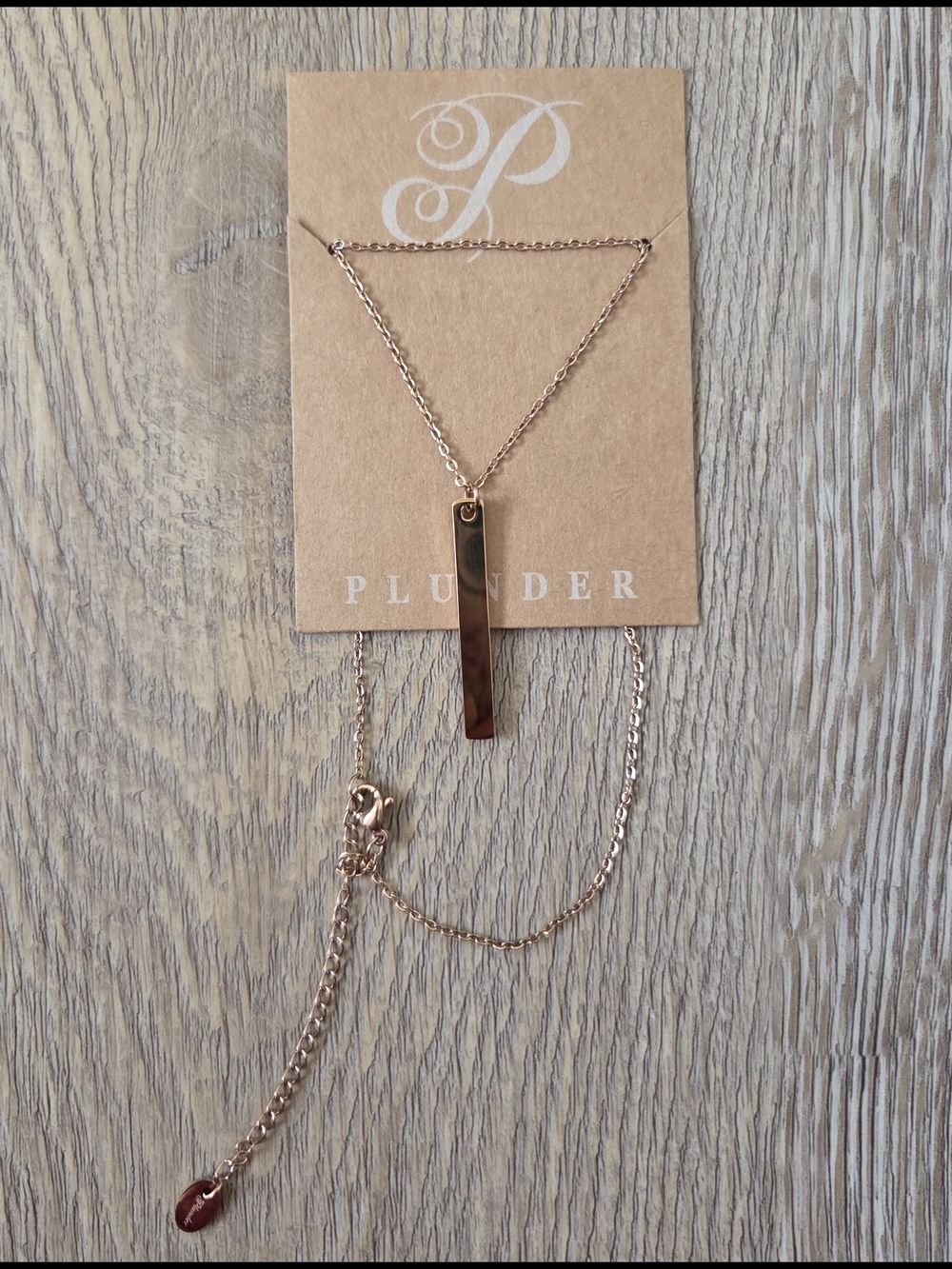 Plunder Rose Gold Slim Bar Layered Necklace